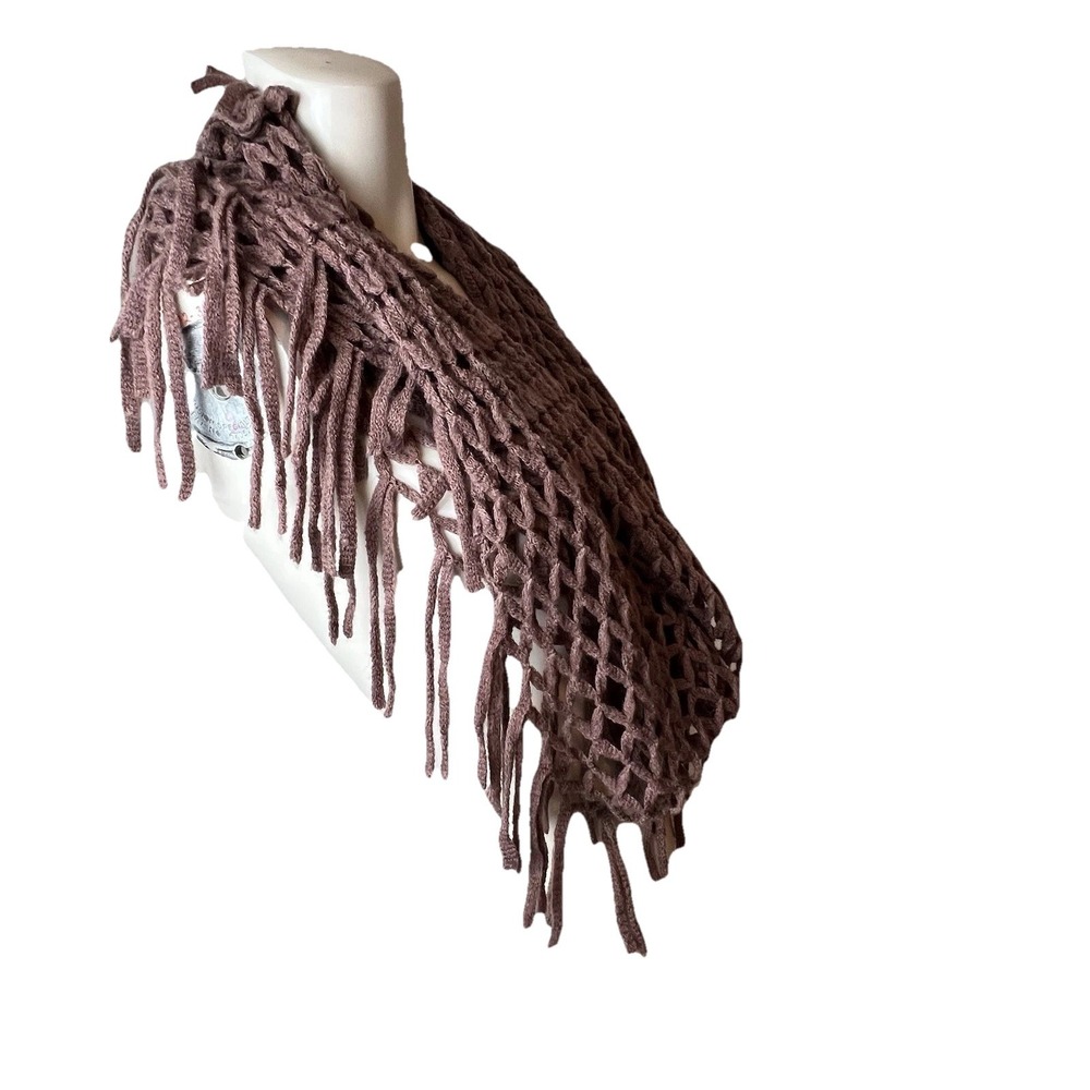 BROWN SCARF COWL INFINITY DIAMOND PATTERN SOFT - Picture 3 of 8